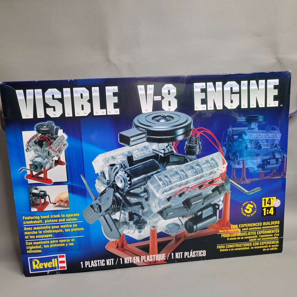 Revell Visible V-8 Engine 1/4 Scale With Moving Pistons And Crank Model Kit - Picture 3 of 8